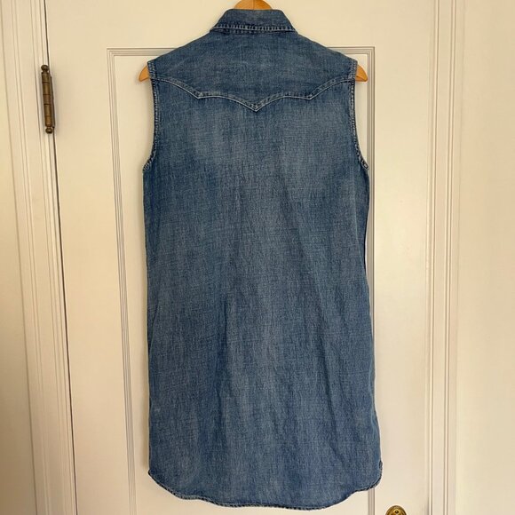 Vintage Polo Ralph Lauren Cotton Linen Sleeveless Denim Dress | Size 6 - Picture 6 of 7